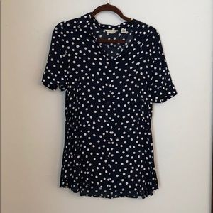 Anthropologie Button Down Polka Dot Tunic